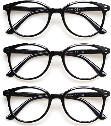 3 Pack Reading Glasses Spring Hinge Stylish Readers Black/Tortoise for Men and Women