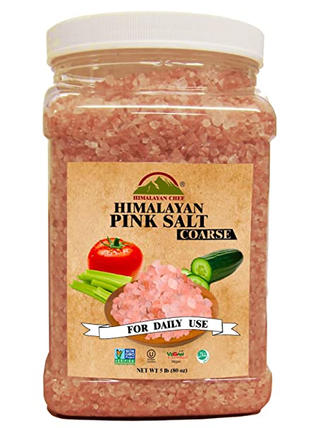Himalayan Chef 100% Natural Pink Salt Jar, 5 Pound Coarse Grains
