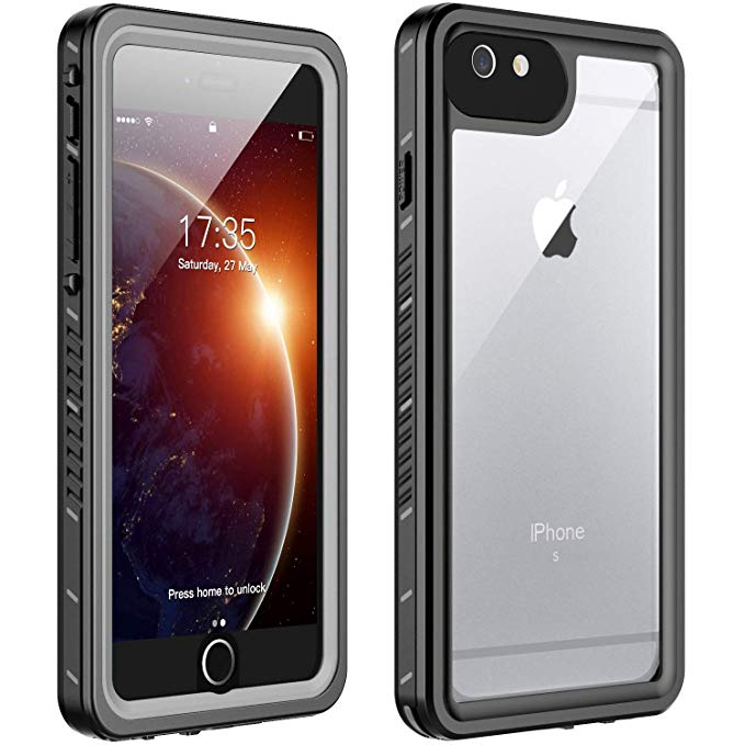 iPhone 6 Plus Waterproof Case iPhone 6s Plus Waterproof Case, Huakay IP68 Certified Shockproof Dirtproof 360° Full Body Protection Waterproof for iphone 6 Plus/6s Plus(Black)