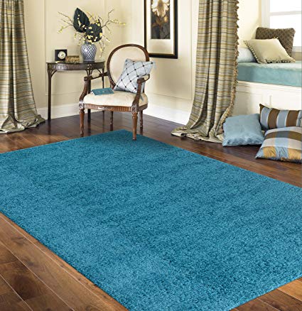 Rugshop Soft Cozy Solid Indoor Shag Area Rug, 5'3" x 7'3", Turquoise