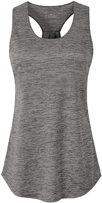 YAKER Athletic Yoga Tops for Women Racerback Running Tank Top Gym Exercise Shirts