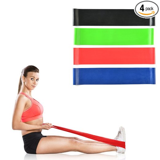 Odoland Exercise Resistance Loop Bands-Physical Therapy Bands-Fitness Stretch-Elastic Power Weight Bands-Set of 4 Strength Performance Bands-In Home Gym Elastic Strength for All Workouts