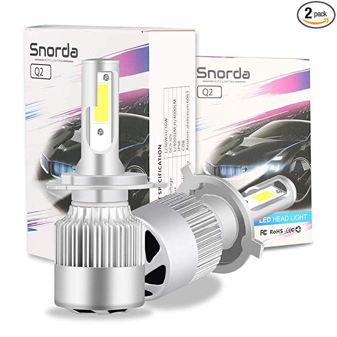 LED Headlight Bulbs, Snorda Automotive LED Accent Lights 72W 6000K Cool White 8000Lumens Car LED Headlamp Bulb with Cooling Fan (H4(9003 HB2))