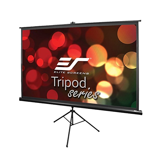 Elite Screens Tripod, 120-inch, Adjustable Multi Aspect Ratio Portable Pull up Projection Projector Screen, T120UWH