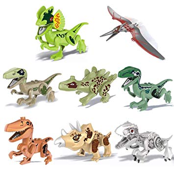 Aolvo Dinosaur Building Blocks, 8 Pcs Mini Buildable Dinosaur Assembling Figures Toys Set - Party Decoration Children's DIY Early Education Kits Cool for Boys Girls Toddlers