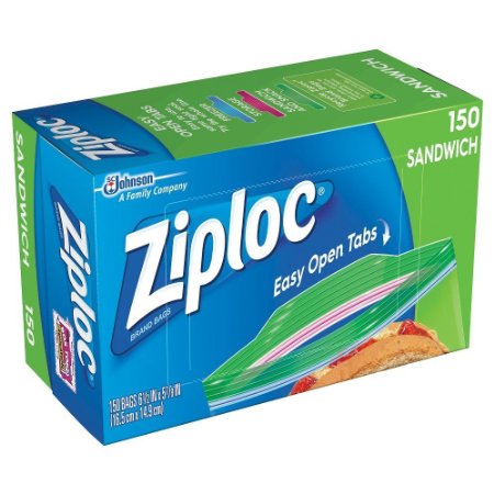 Ziploc Sandwich Bags, Pack of 150, 6.5 x 5.875-Inch