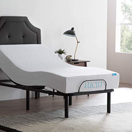 LUCID L100 Adjustable Bed Base with Lucid 10 Inch Gel Memory Foam Mattress - Twin XL