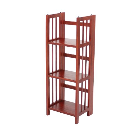 Casual Home 3-Shelf Folding Stackable Bookcase, 14-Inch Wide, Mahogany