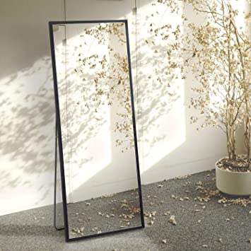 Beauty4U Full Length Mirror Floor Mirror Dressing Mirror Standing or Leaning, Bedroom Mirror with PS Frame, 65" x 23.6", Black