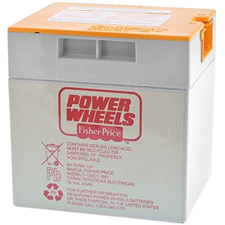 Power Wheels Battery, 12 Volt Gray with Orange Top