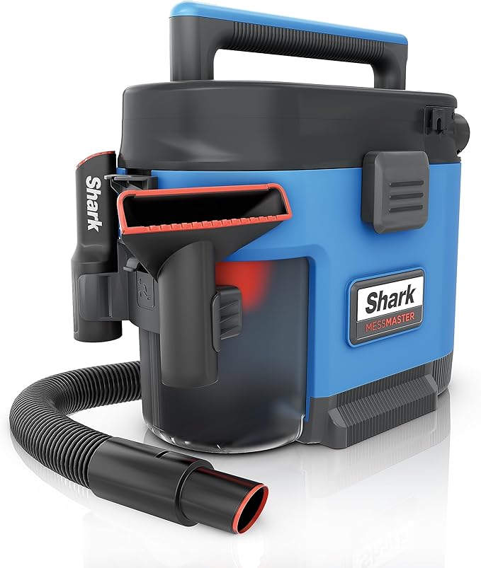 Shark VS100C MessMaster Portable Wet/Dry Vacuum, 1 Gallon Capacity, Corded, Handheld, Perfect for Pets & Cars, Self-Cleaning, Ultra-Powerful Suction, Blue (Canadian Edition)