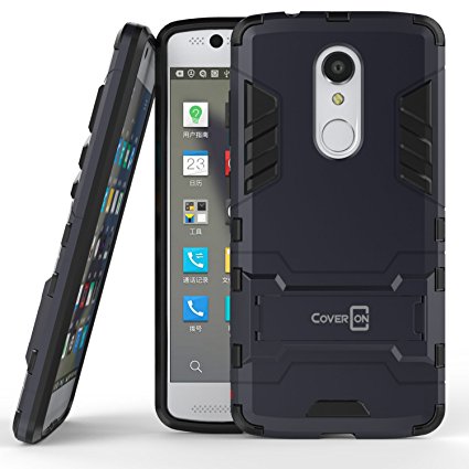 ZTE Axon 7 Case, CoverON [Shadow Armor Series] Hard Slim Hybrid Kickstand Phone Cover Case for ZTE Axon 7 - Navy Gray