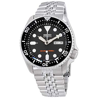 Seiko Divers Black Dial Stainless Steel Band Men's Watch SKX007P8