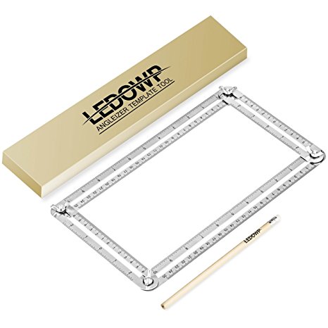 LEDOWP Stainless Steel Angleizer Template Tool, Multi Angle Measuring Tool for Craftsmen, Handyman, Builders, DIY-ers, Woodworker