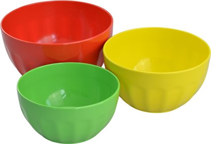 Surpahs Melamine Mixing Bowl Set, Salad Bowls, 3 Pieces (2Qt, 3Qt, 4Qt)