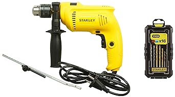 Stanley SDH600 600W 13mm Impact Hammer Drill (SDH600-IN) & STA7221-XJ Titanium Drilling and Screw Driving Set (16pc)