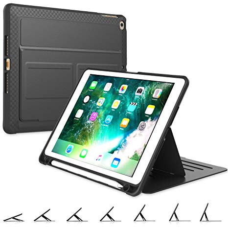 AVAWO Magnetic Case for New iPad 9.7 2017 & 2018 (5th & 6th Generation) - Luxury Slim Strong Magnetic Stand   Auto Wake/Sleep   Pencil Holder Convenient Protective Cover - Black