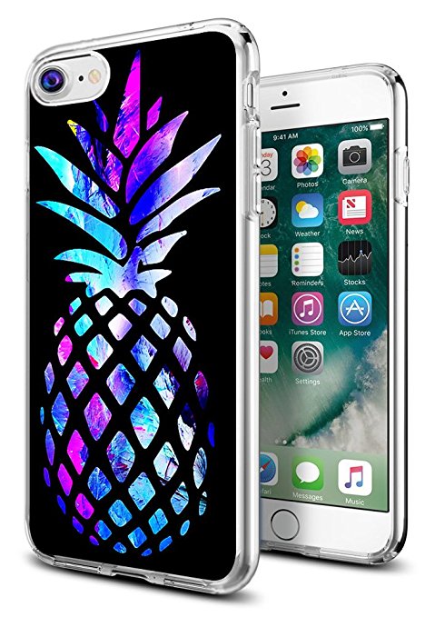 Pineapple Case for iphone 8/iPhone 7,Gifun [Anti-Slide] and [Drop Protection] Clear Soft TPU Premium Flexible Protective Case for Apple iPhone 8/iPhone 7 - Brightly Colored Marble Pineapple