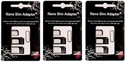 Cuziss Set of 3 Nano Sim Adapter and Micro Sim Adapter and Nano to Micro Adapter with a Sim Card Folder and a Needle Three Pack