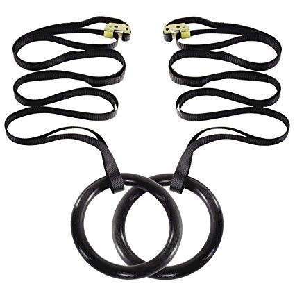 ProSource Fitness Gymnastics Rings with Straps for CrossFit and Total Body Conditioning at Home