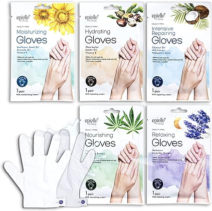 epielle New Moisturizing Socks and Gloves for Hand and Foot Care | Assorted 5 Pairs Gloves (Gloves 5 Pairs) Stocking Stuffers!! Mothers Day Gifts