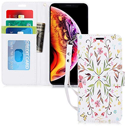 FYY Leather Wallet Case for Apple iPhone Xr (6.1") 2018, [Kickstand Feature] Flip Folio Case with ID Credit Card Pockets, Note Holder, and Wrist Strap for Apple iPhone Xr (6.1") 2018 Pattern-5