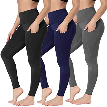 HIGHDAYS High Waist Leggings for Women with Pockets - Non See Through Yoga Pants for Workout Athletic Running Cycling
