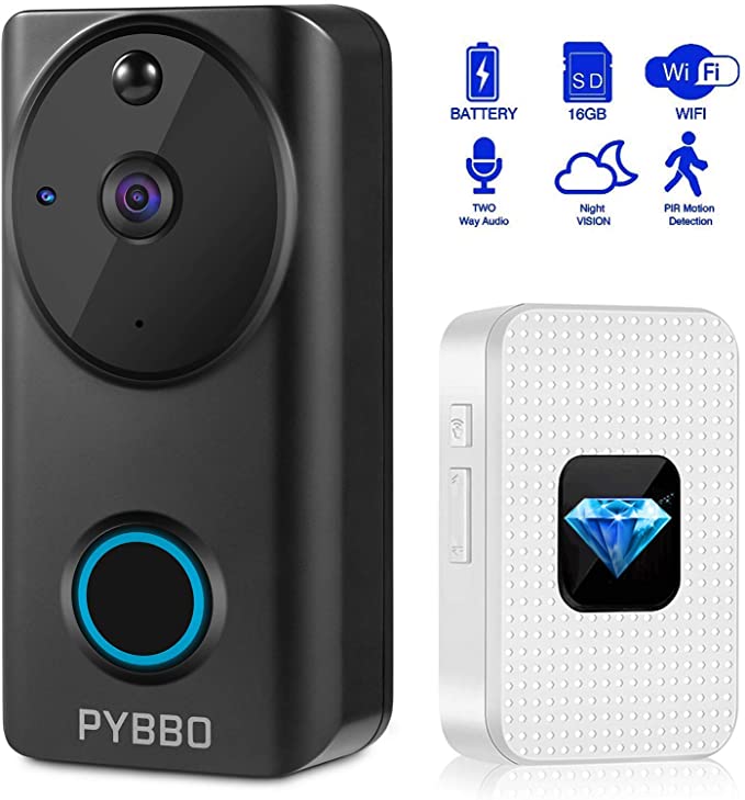Video Doorbell, Wireless Smart WiFi Doorbell Camera 1080P HD Door Viewer Camera with Door Chime Night Vision, PIR Motion Detection,2-Way Talk,App Remote Control for iOS/Android