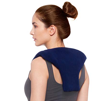 Sunny Bay Microwavable Light Weight Shoulder and Upper Back Heat Wrap, Navy Blue, Medium