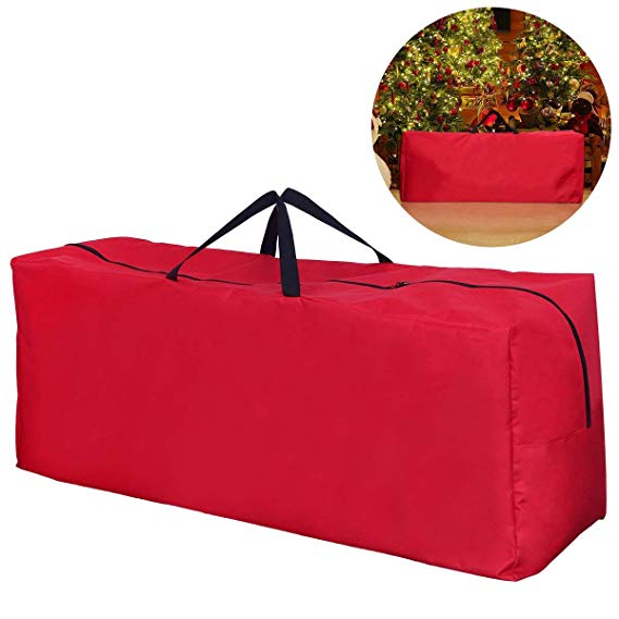 AmazingBag Oxford Cloth Heavy Duty Christmas Xmas Artificial Tree Storage Bag Soft Case, Water Resistant, Red (Medium)