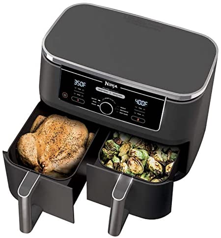 Ninja Foodi 6-in-1 10-qt. XL 2-Basket Air Fryer with DualZone Technology. Basket Air Fryer with 2 Independent Frying Baskets, Match Cook & Smart Finish to Roast, Broil, Dehydrate & More for Quick, Easy Family-Sized Meals.