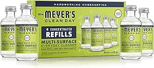 MRS. MEYER'S CLEAN DAY Multi-Surface Everyday Cleaner Concentrated Refills, 4 Concentrated Refills (2 Fl. Oz. each), Eco Friendly, Lemon Verbena Scent, Makes 64 Fl. Oz. Total