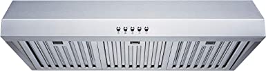 Winflo 30 In. 480 CFM Convertible Stainless Steel Under Cabinet Range Hood with Baffle Filters and Push Button Control