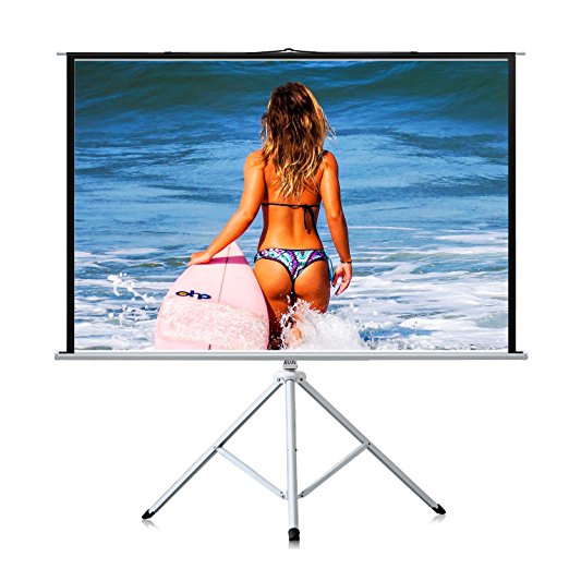 PERLESMITH Tripod Projector Screen 100 Inches - Height Adjustable Projection Screen for 3D HD 4:3 - Portable Projector Screen for Indoor, Outdoor, Home Theater, Office, Movies with Foldable Stand