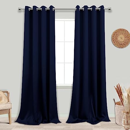 KOUFALL Navy Blue 10FT Curtains for Sliding Glass Door Living Room 2 Panels Grommet Blackout Darkening Room Divider Curtains for Bedroom XL Long Windows,10 FT (Feet/Foot),120 Inch Length,Dark Blue