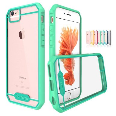 iPhone 6S Case TOTU Clear back Bumper Navy Blue Slim Crystal Clear Back Panel Transparent Hybrid Bumper Cover Fit For iPhone6S and iPhone 6 47 ClearLight Green