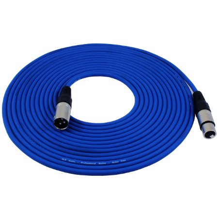 GLS Audio 25ft Colored Blue Mic Cable Patch Cords - XLR Male to XLR Female Blue Microphone Cables - 25' Balanced Mike Snake Cord
