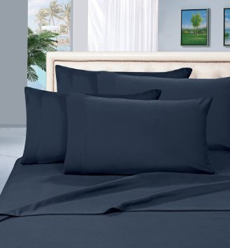 Thread Spread 100% Egyptian Cotton - 500 Thread Count 4 Piece Sheet Set- Color Navy Blue,Size Queen - Fits Upto 18'' Deep Pocket