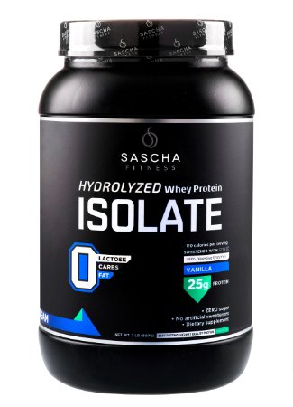 Sascha Fitness Hydrolyzed Whey Protein Isolate 2 Pounds Vanilla
