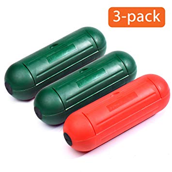 CalPamy (3 Pack) Extension Cord Safety Cover Protectors 2 Green and 1 Red: Great Protection Against Rain & Snow