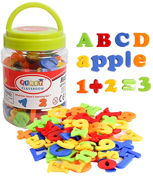 USATDD Magnetic Letters Numbers Alphabet Fridge Refrigerator Magnets Colorful Class ABC 123 Educational Toy Set Preschool Learning Spelling Counting Uppercase Lowercase Math Symbols for Kids Toddlers