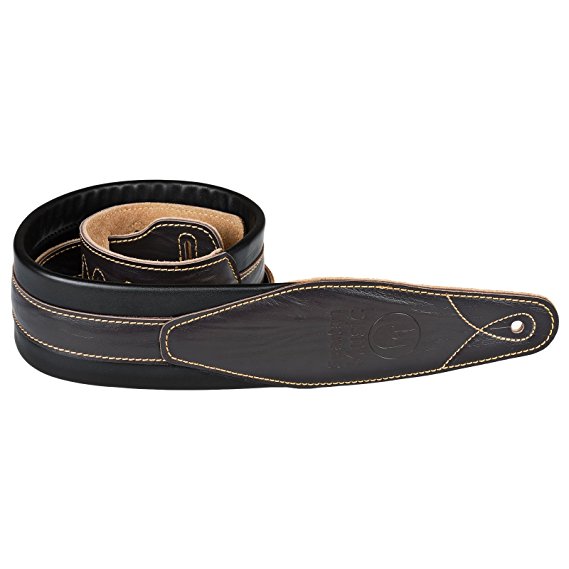 Soft Padded Leather / Acoustic Electric Guitar Strap (Dark Brown)
