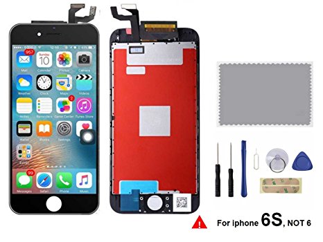 iPhone 6S Screen Replacement Set For Lcd Touch Screen Digitizer Frame Assembly (Free Tool Kit) (Black)