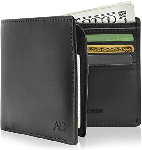 Vegan Leather Wallets For Men - Cruelty Free Non Leather Mens Wallet Bifold Flip Up ID Window RFID Box Gifts For Men