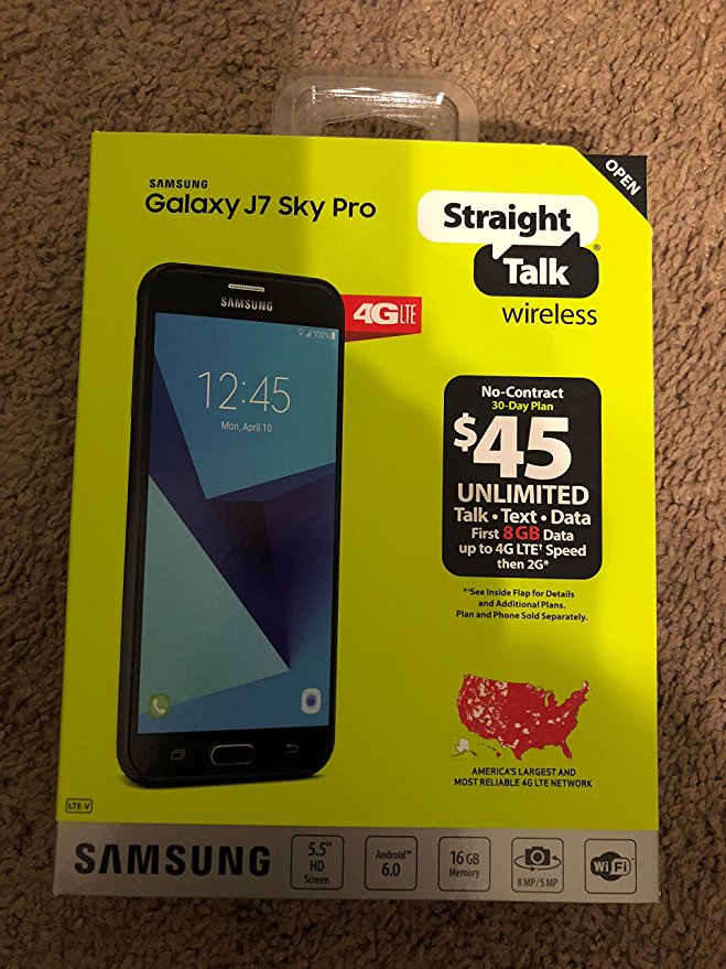 Straight Talk Samsung Galaxy J7 Sky Pro 16GB Prepaid Smartphone, Black (Locked)