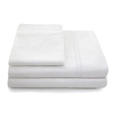 LINENSPA 400 Thread Count 100 Egyptian Cotton Deep Pocket Sheet Set - King - White