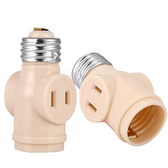 Light Socket, 26/E27 US Standard Screw Light Holder Socket Adapter, E26 to E26/E27 Lamp Holder and Two Outlet Adapter - Convenient - Practical (2 Pack)