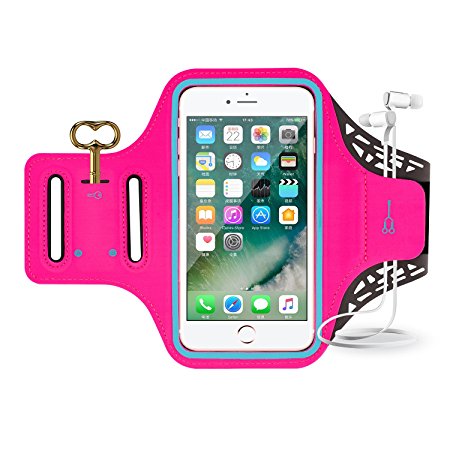 Sport Armband, Yomole Sweatproof Running Exercise Fitness Cell Phone Sportband bag with Fingerprint Touch & Key Holder & Card Slot for iPhone 7, 7 Plus 6 Plus Samsung Galaxy S8 S7 Edge Note LG (Pink)