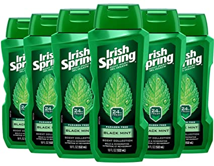 Irish Spring Men's Body Wash, Black Mint - 18 Fluid Ounce (6 Pack)