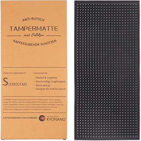 KYONANO Tamping Mat, Food Grade Silicone Tamper Mat, 15x32 cm Premium Black Coffee Mat for Coffee Machine Accessories